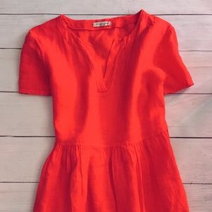 Francesca Bettini Coral Red Linen Flare Dress M